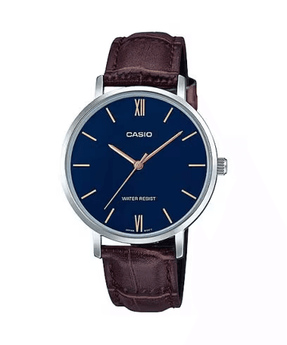 Relógio Casio Feminino LTPVT01L2BUDF Azul/Marrom + Estojo