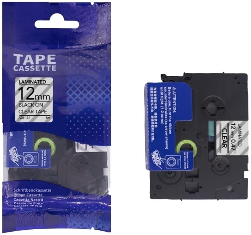 Fita Adesiva para Rotuladora Quanta AZe-131 12MM/8M Preto Transparente