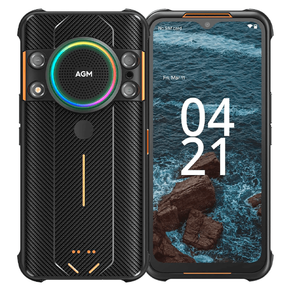 Celular Agm H5 Pro 6GB 128GB Ip68 IP69K 48MP+20MP 7000Mah 6.52" Android 12 Preto/Laranja