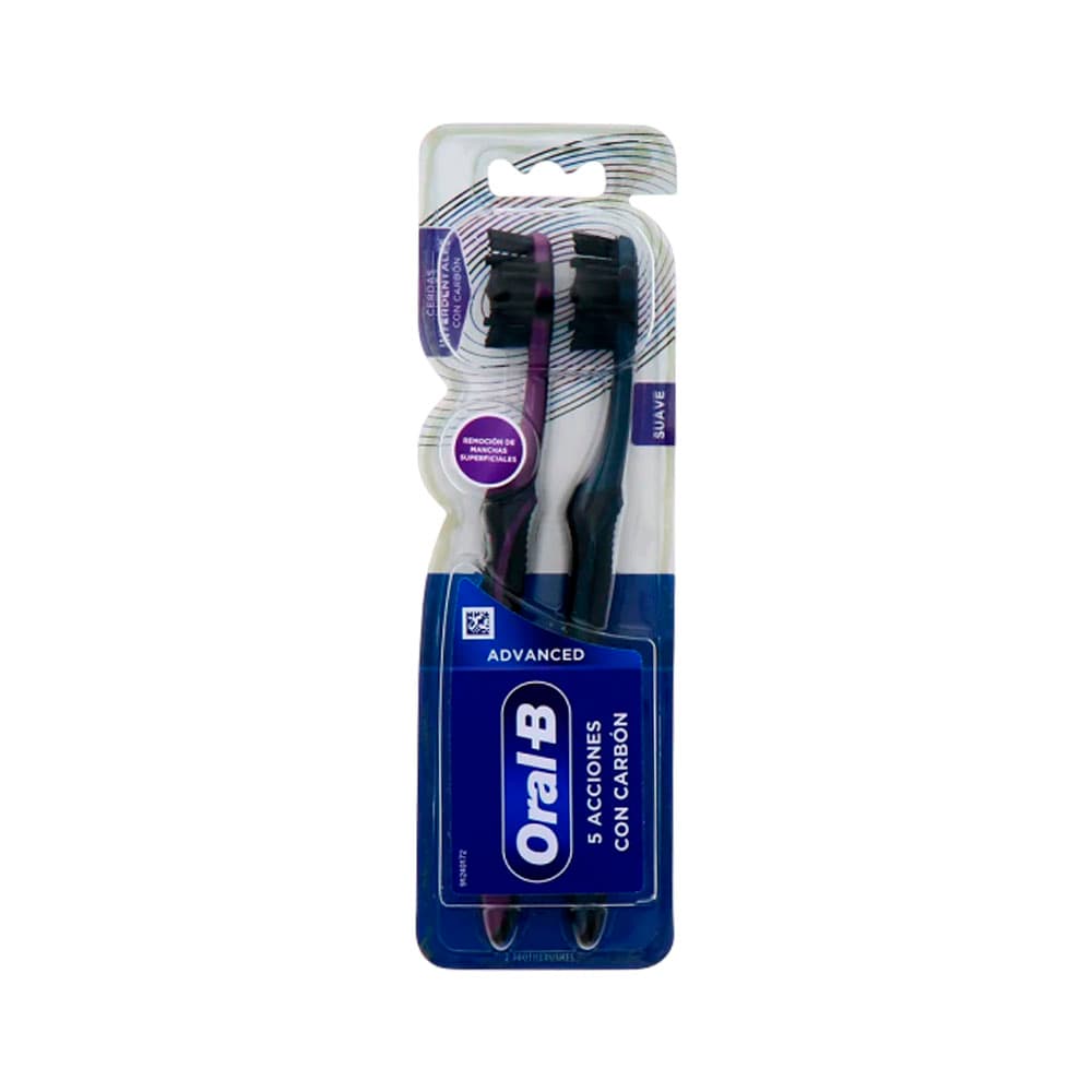 Escova de Dentes Oral-B Advanced 5 Ações com Carvão Black 2 Peças