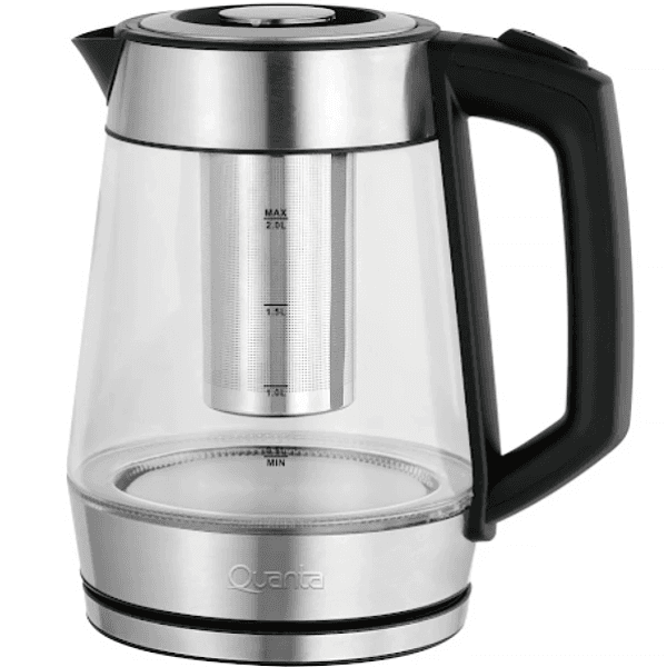 Chaleira Elétrica de Vidro Quanta Qthvf960 com Filtro 1.7 Litros 1200W 127V ~ 60Hz Preto/Prata
