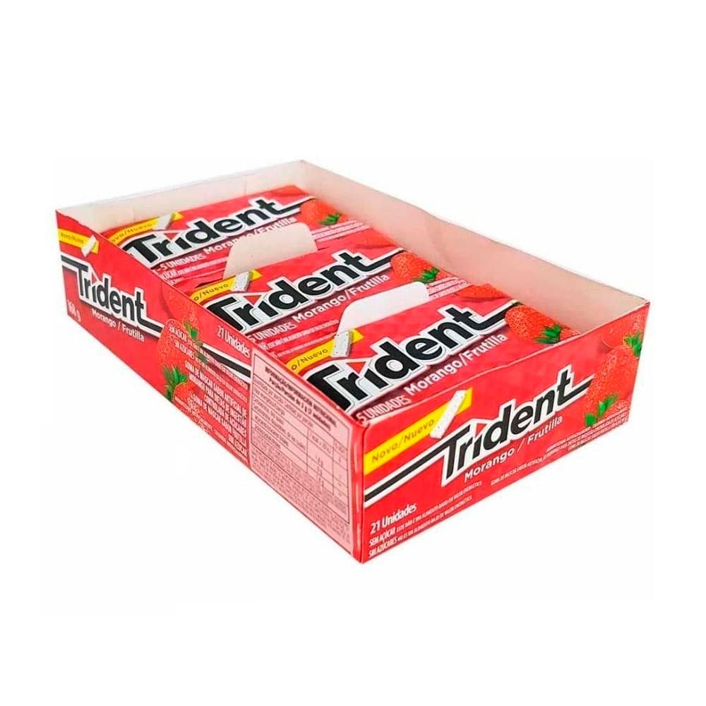 Chiclete Trident Morango Sem Açúcar 21 Unidades 168G