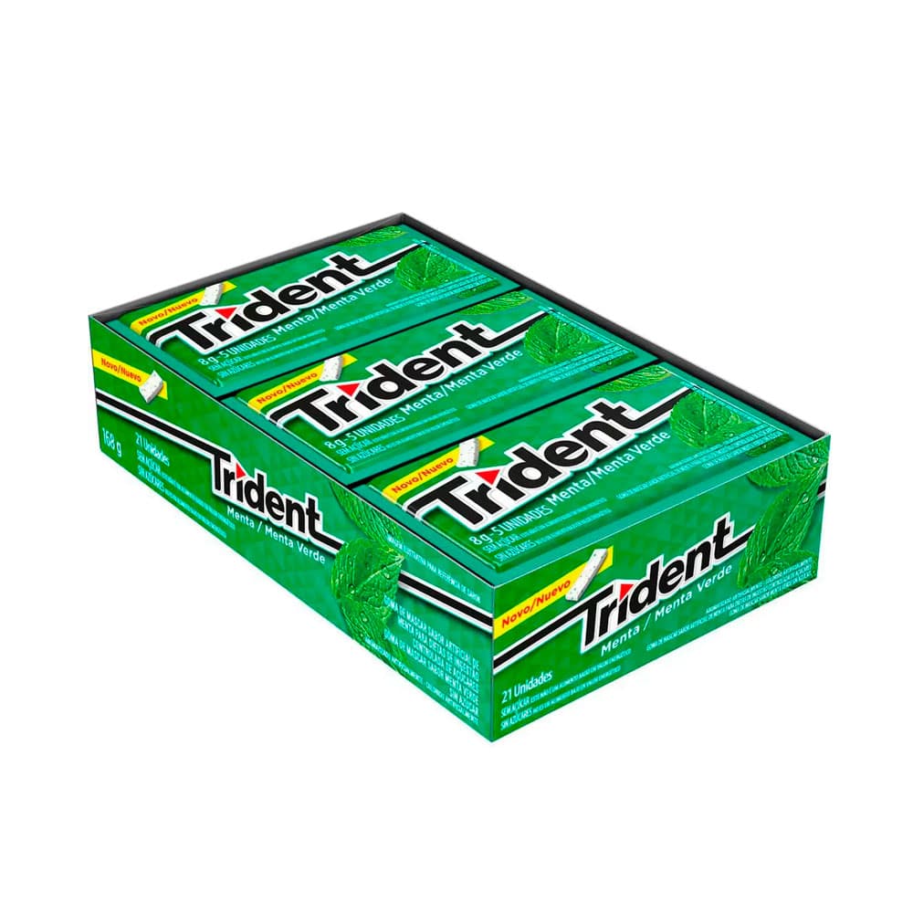 Chiclete Trident Sem Açúcar Menta 21 Unidades 168G