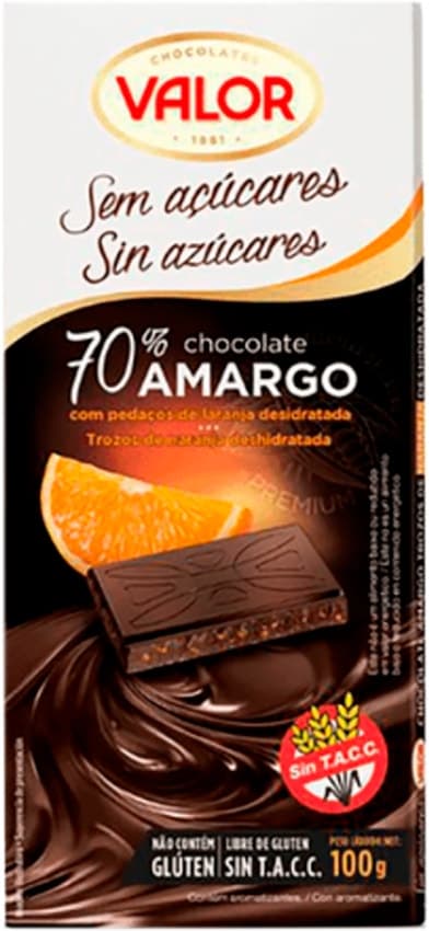 Chocolate 70% Amargo Sem Açúcares Valor 100G