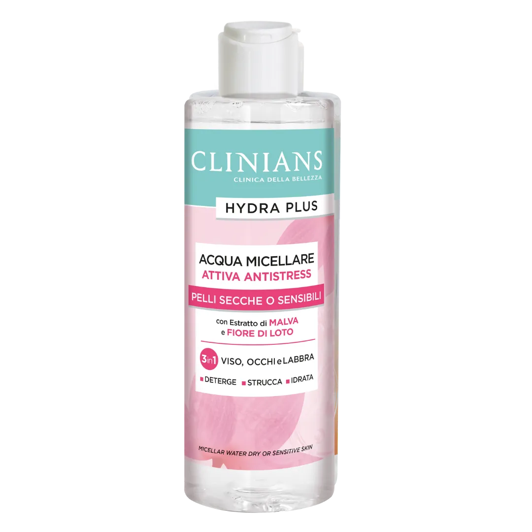 Clinians Desmaquillante Acqua Micellare Antistress 3En1 para Pele Seca/Sensível 400ml