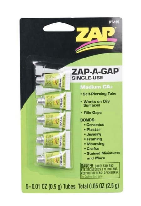 Cola Zap Zap-A-Gap Média Uso Único Tubos 5x1/2gram Cartão Pt-105 Pacer Glue