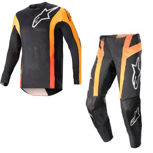 Conjunto Alpinestars Techstar Sein Preto Neon Vermelho Tamanho Xl