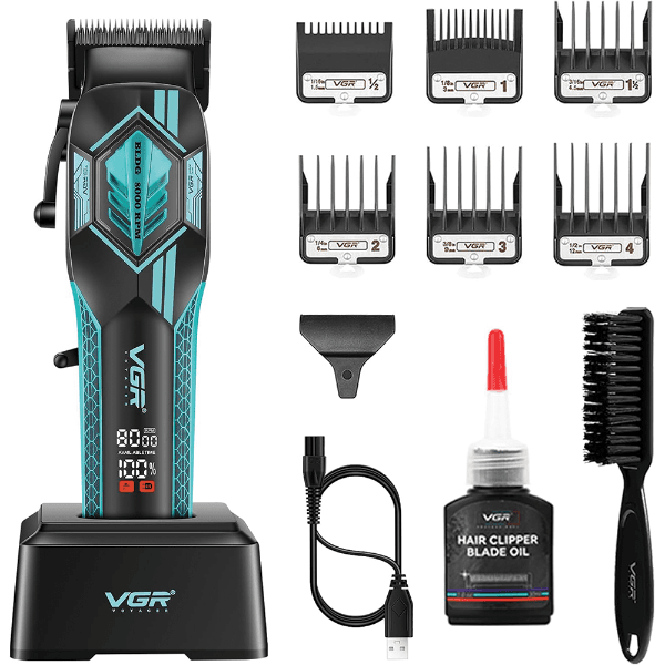 Cortador de Cabelo Voyager Vgr V-119 8000Rpm com Acessórios Recarregável Preto/Verde
