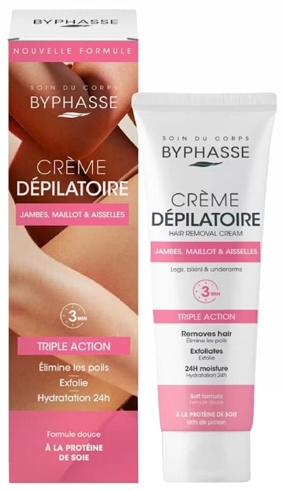 Creme Depilatório Byphasse Triple Action Com Proteína de Seda - 125mL