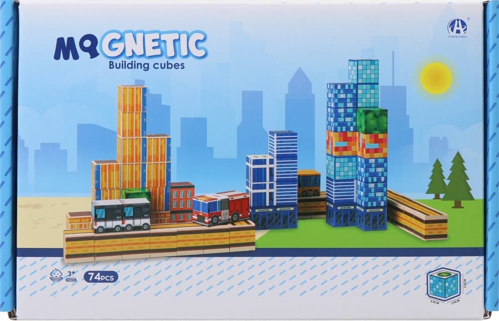 Cubos Magnéticos de Construção Magnetic Building Cubes Chuang Huang - CH1433 (74 pçs)