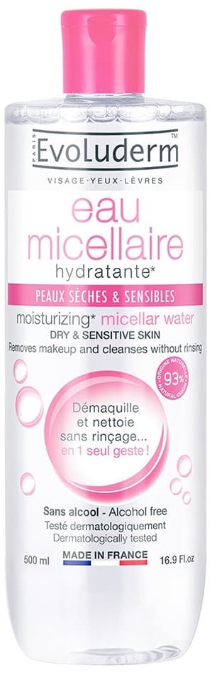 Demaquilante Evoluderm Eau Micellaire Hidratante para Peles Secas e Sensíveis 250mL