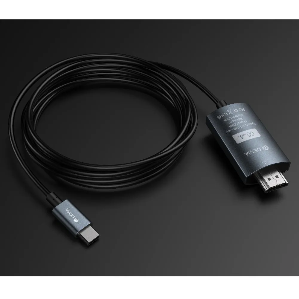 Cabo Devia Ec084 USB-C para HDMI 2M Preto