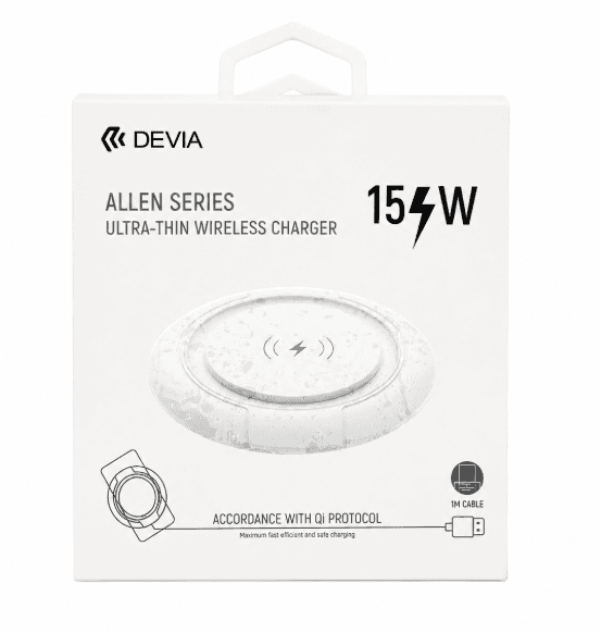 Carregador Sem Fio Devia Ae242 Allen Ultra-thin Wireless Charger V3 (15W) Branco