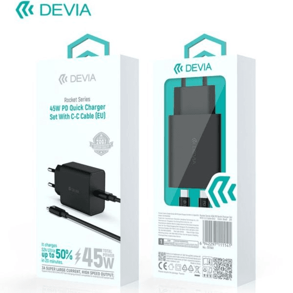 Carregador Devia Rocket Series 45W Quick Charger Preto