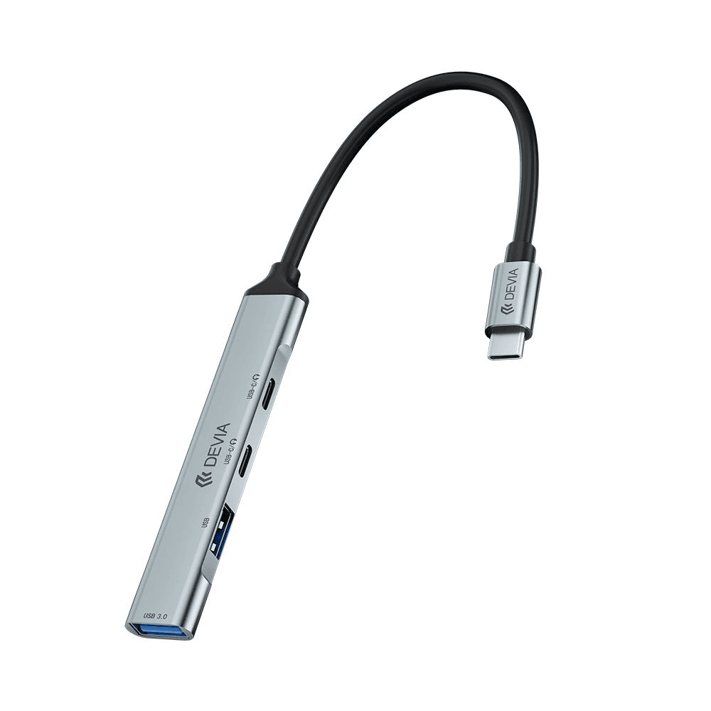 Hub Devia Ec707 Type-C 4 Em 1 USB 3.0 4 Portas Cinza Espacial