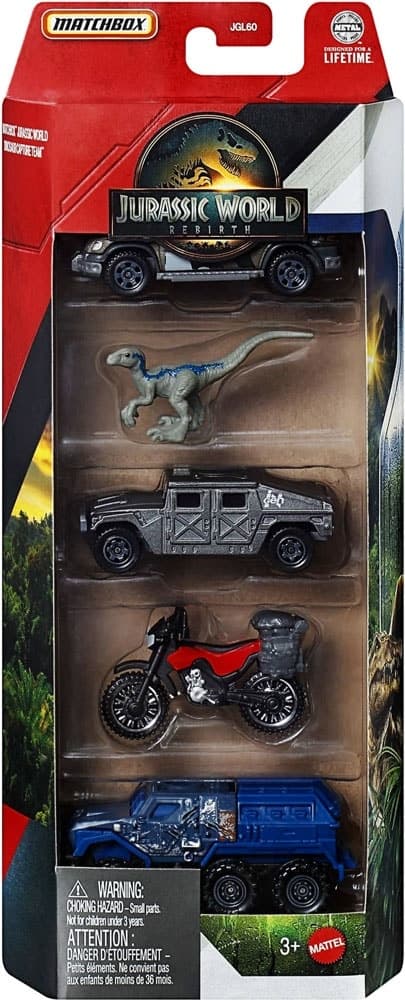 Brinquedo Mattel Jurassic World Rebirth Matchbox - Jgl24 (5 Unidades)