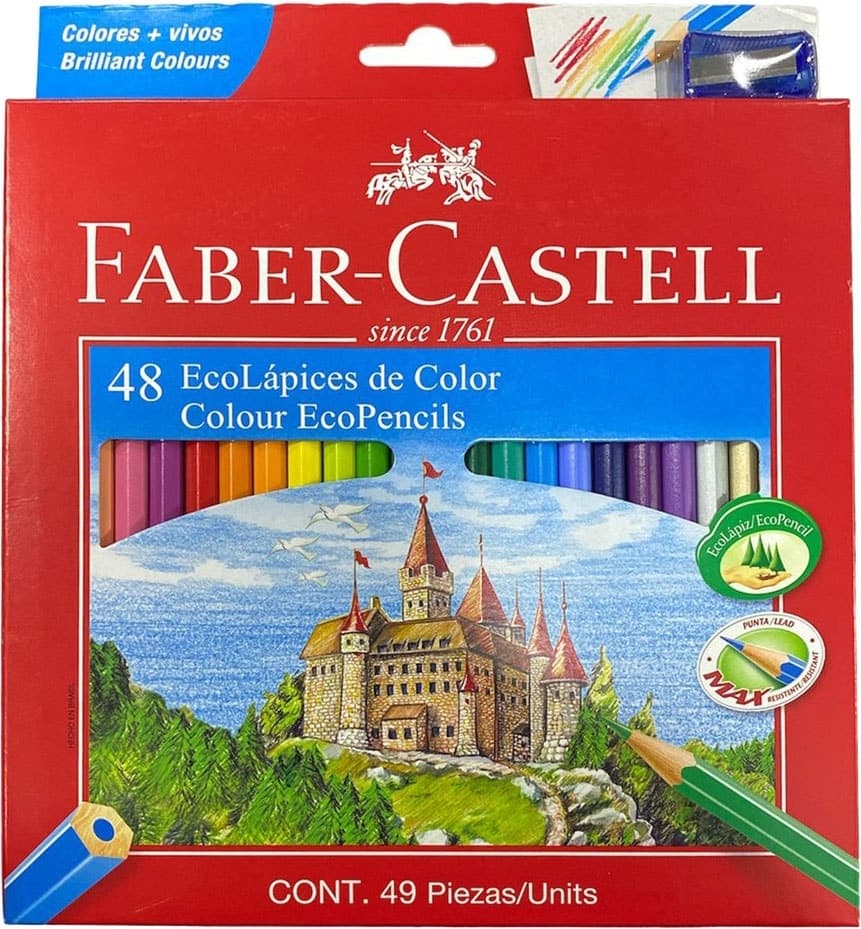 EcoLápis de Cor Super Soft Faber Castell (48 Cores) + Apontador