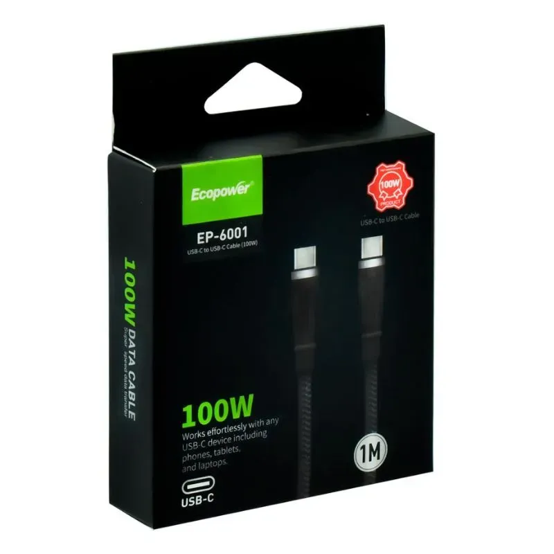 Cabo Ecopower Ep-6001 USB-C para USB-C 1M Preto
