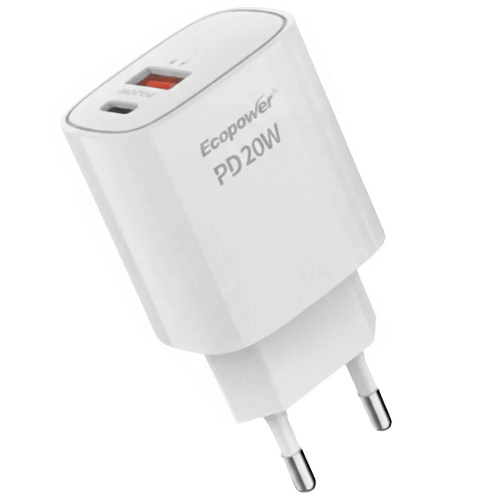 Adaptador Ecopower Ep-7038 USB-C/USB-A 20W Branco