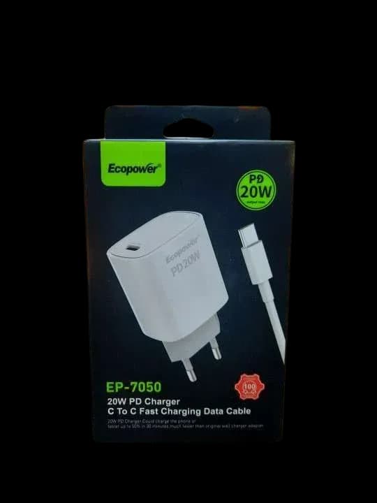 Carregador Ecopower Ep-7050 USB-C/USB-C 20W Branco