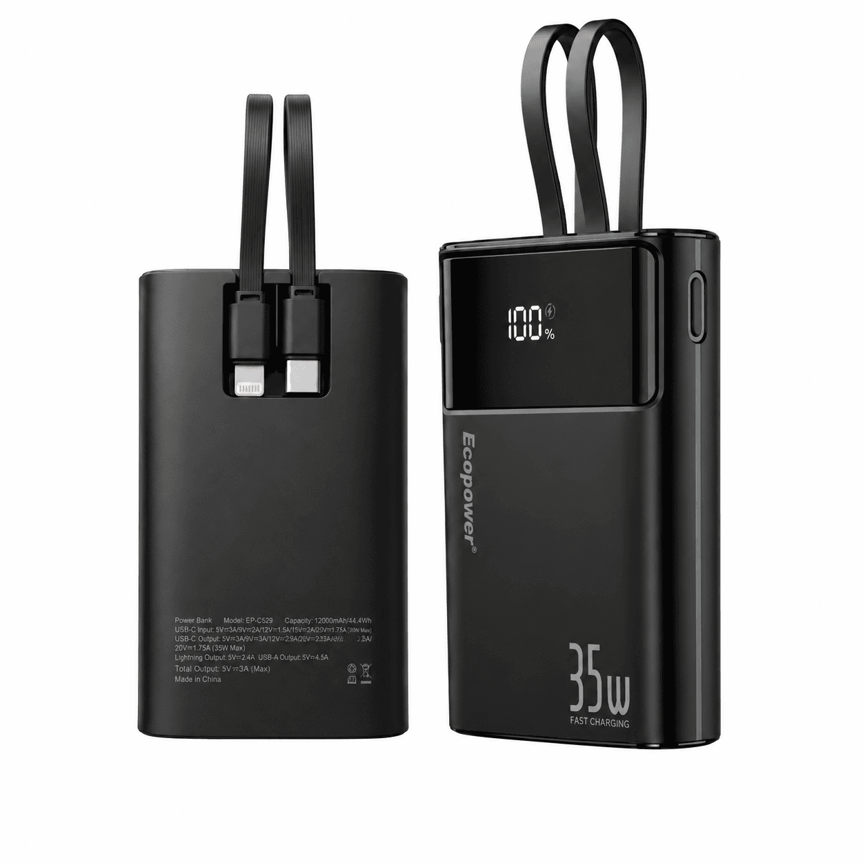 Carregador Portátil Ecopower Ep-C529 12000mAh Preto
