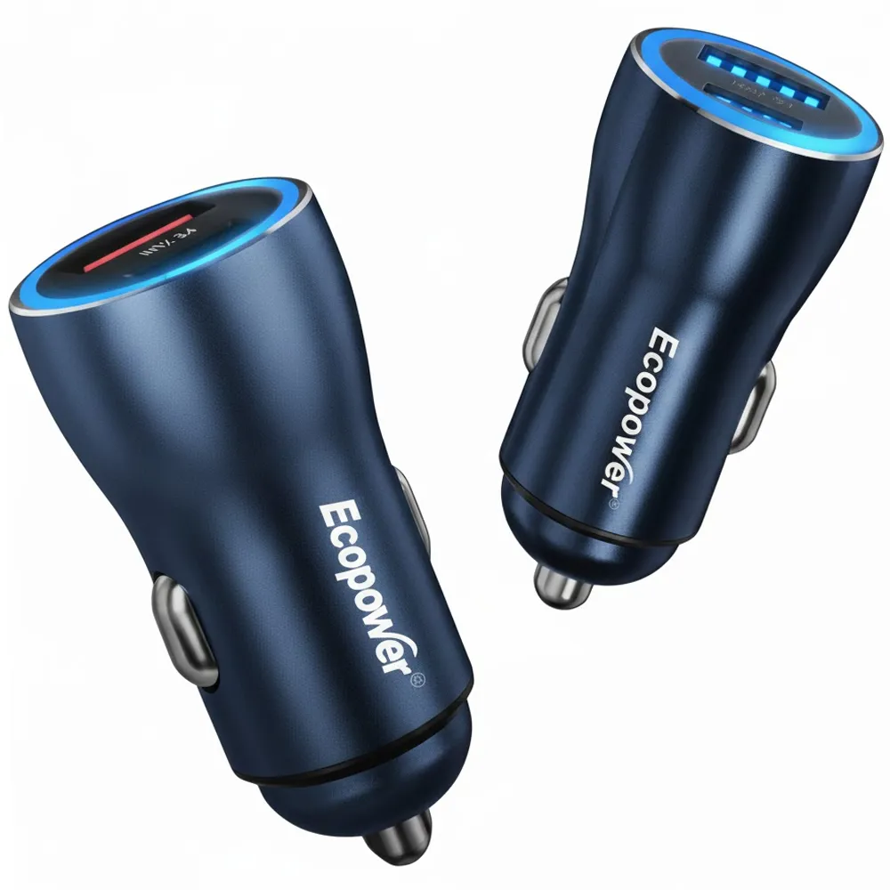 Carregador Veicular Ecopower Ep-7032 30W USB-C/USB-A Azul