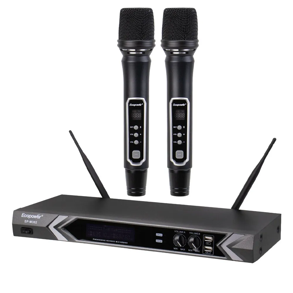 Microfone Ecopower Ep-M302 2 Microfones 3.5MM/BIVOLT Preto