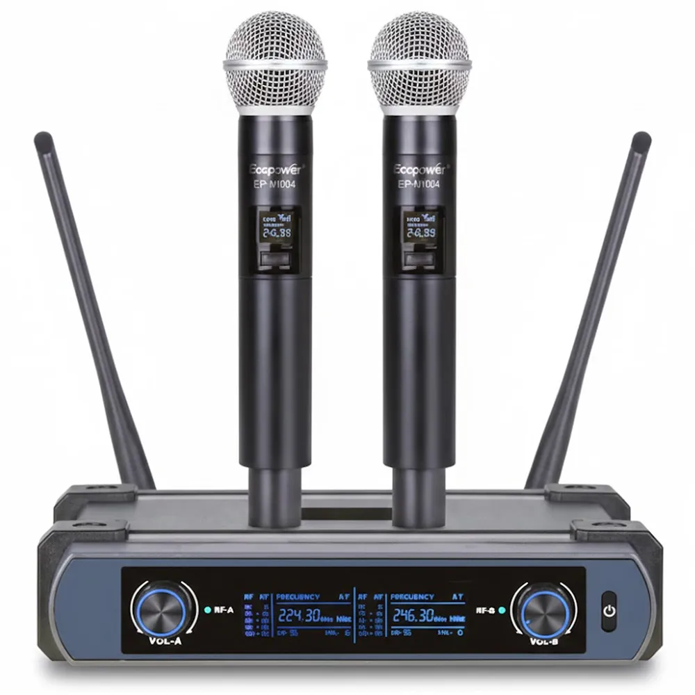 Microfone Ecopower Ep-M604 2MIC Preto