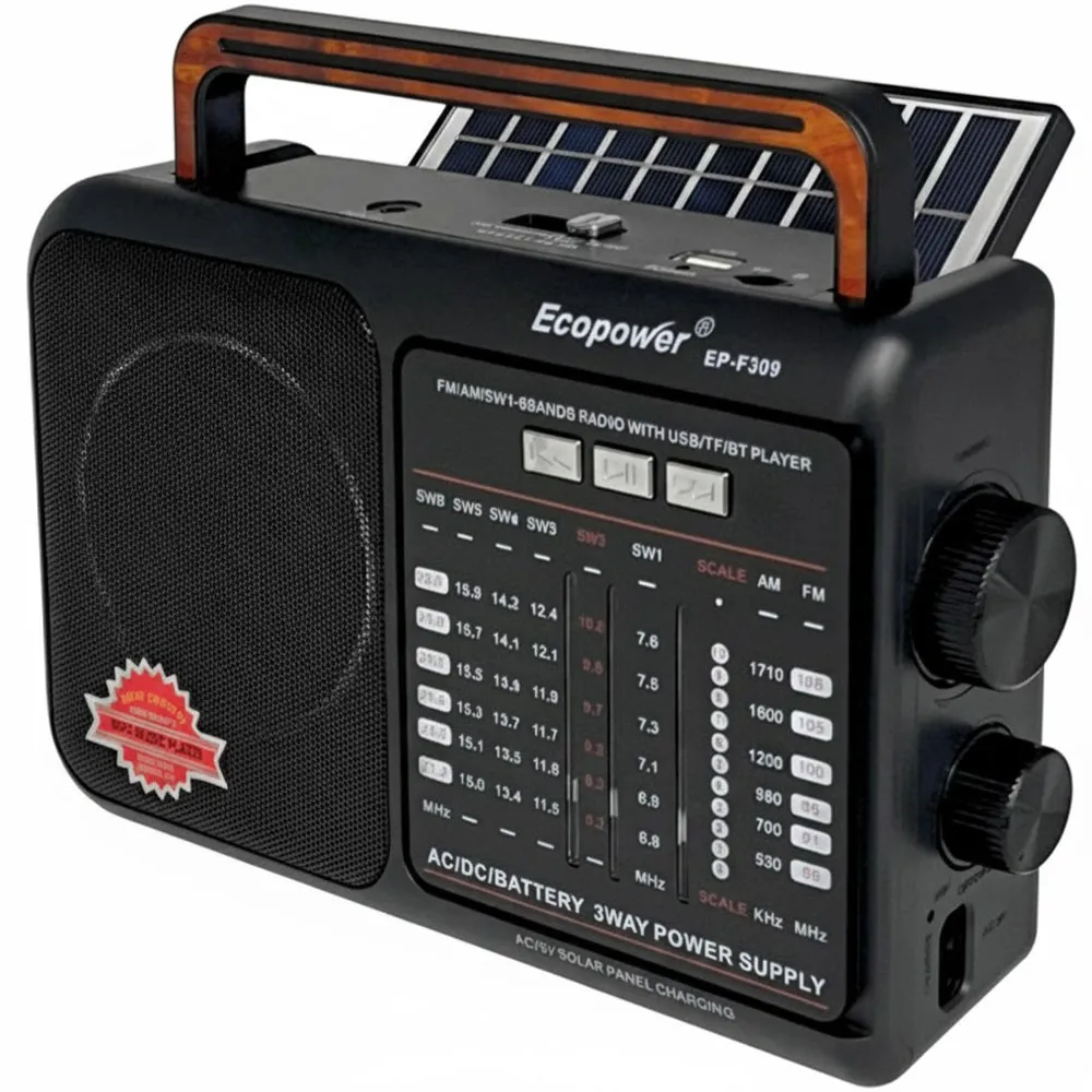 Caixa de Som Ecopower Ep-F309 USB/SD/FM/AM Preto