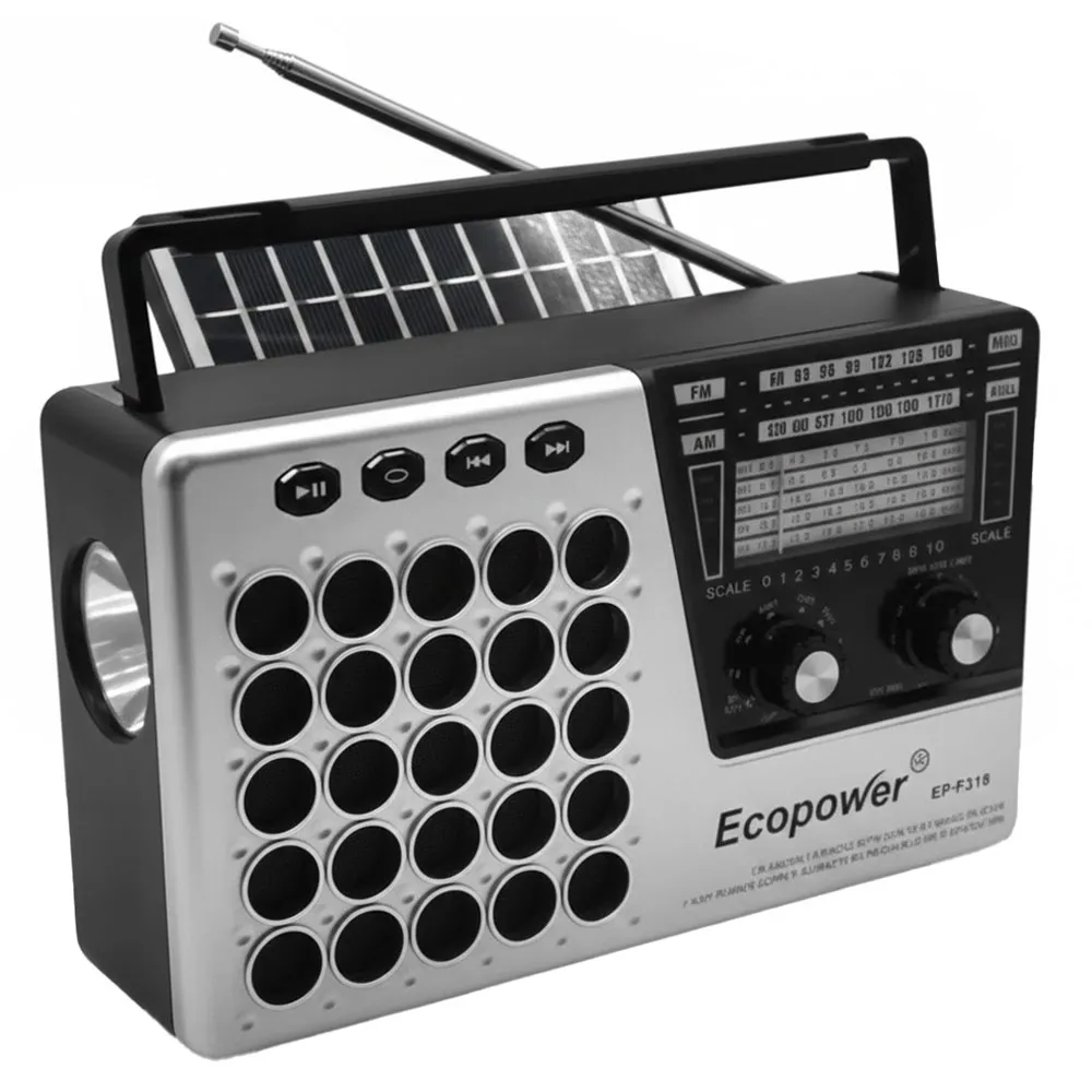 Rádio Ecopower Ep-F318 USB/SD/FM/AM Cinza