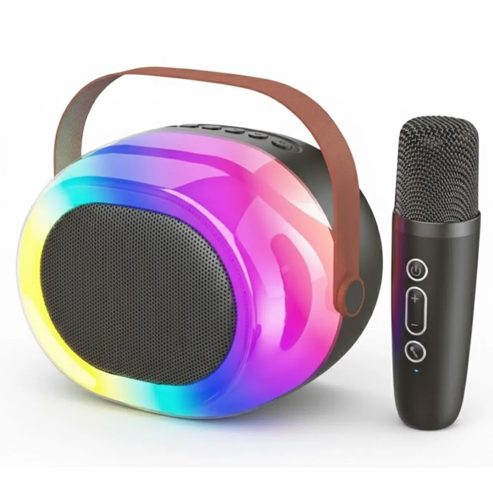 Caixas de Som Ecopower Ep-2326 RGB 10W/BT/USB/SD/AUX/KARAOKE/MICROFONO Negro