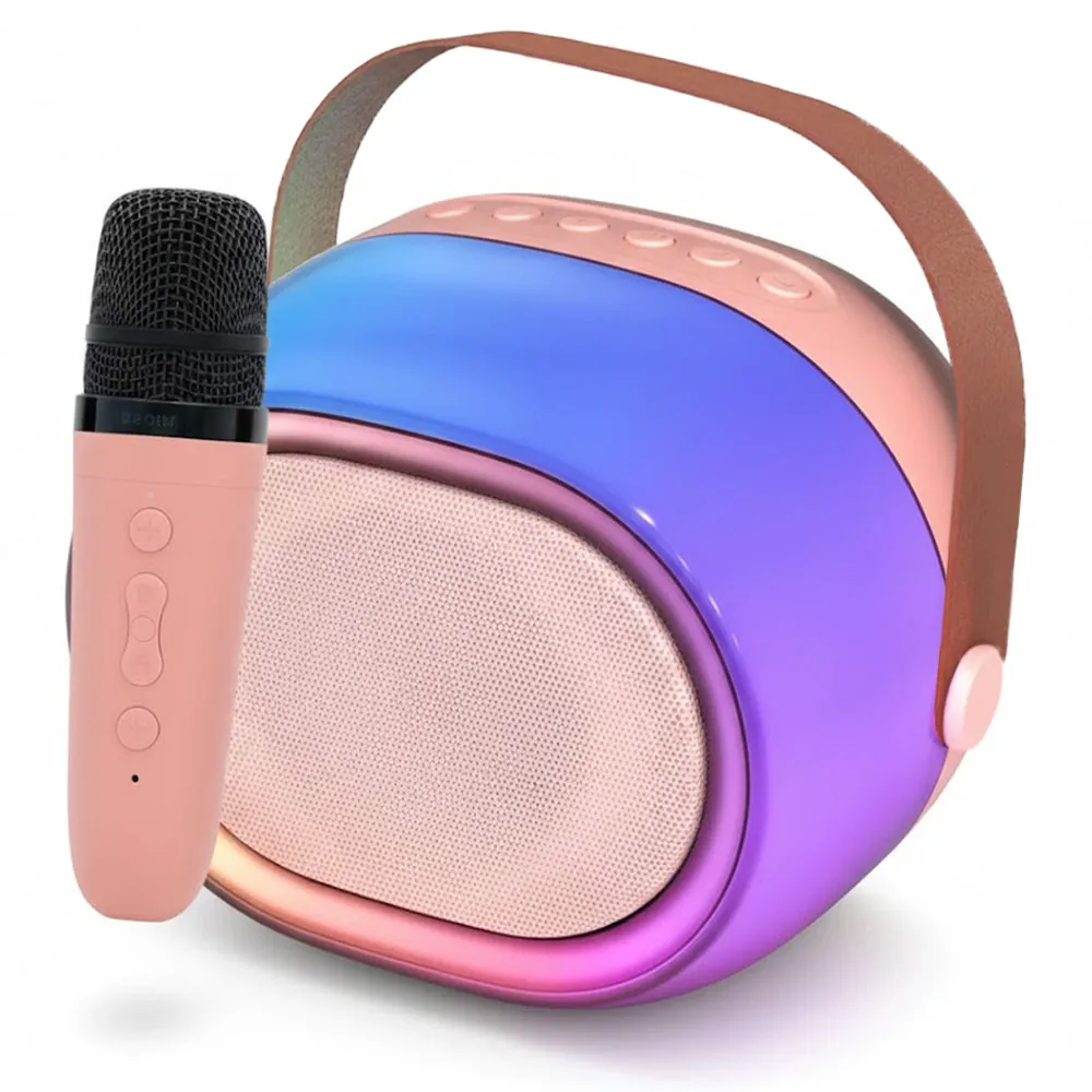 Caixas de Som Ecopower Ep-2326 RGB 10W/BT/USB/SD/AUX/KARAOKE/MICROFONO Rosa