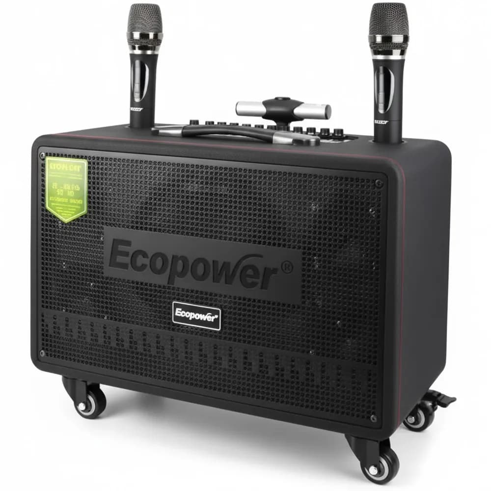 Ecopower Speaker EP-S204 8" X2/200W/BT/USB/AUX/MICROFONO Negro