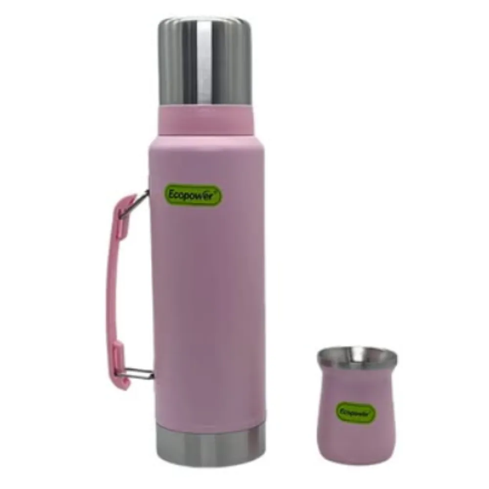 Garrafa Térmica Ecopower Termo Ep-G113 com Guampa 1.2L Rosa