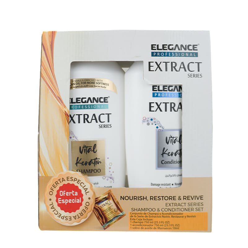 Shampoo Elegance Keratin 750ml + Sérum Marroquino 10ml