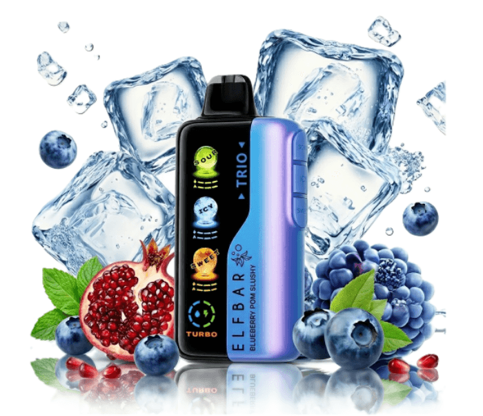 Vape Descartável Elfbar Trio 40000PUFFS Blueberry Pom Slushy