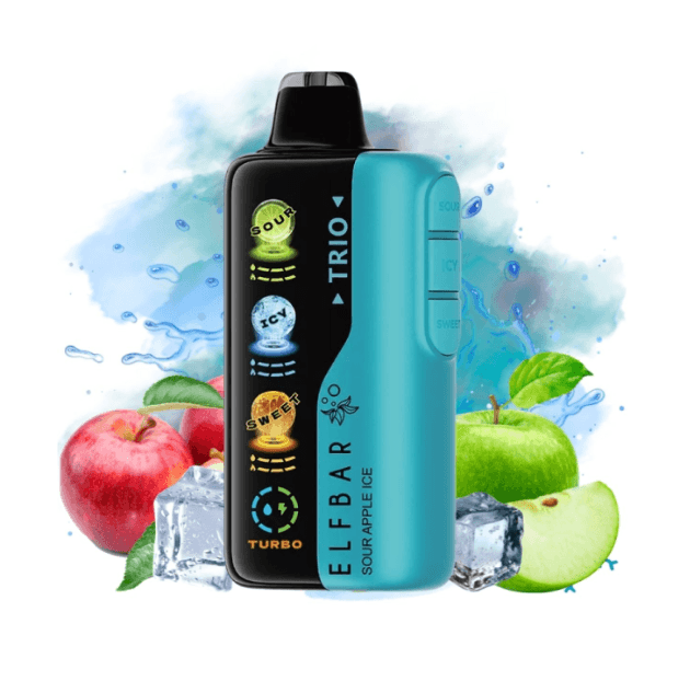 Vape Descartável Elfbar Trio 40000PUFFS Sour Apple Ice