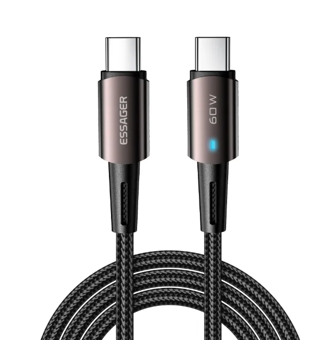 Cabo Essager Exctt2-Cga12 USB-C para USB-C 60W 2M Marrom