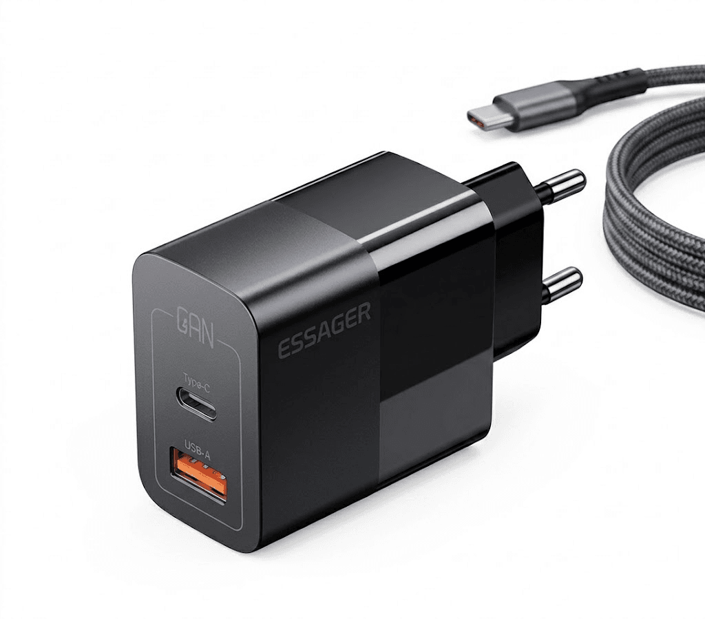 Carregador Essager E33GMB1-Wlcc1-T USB-C/Cabo USB-C 33W Preto