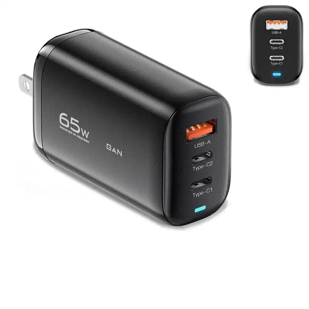 Carregador Essager Ectac-Dyb01-Z USB-A + 2 USB-C Preto