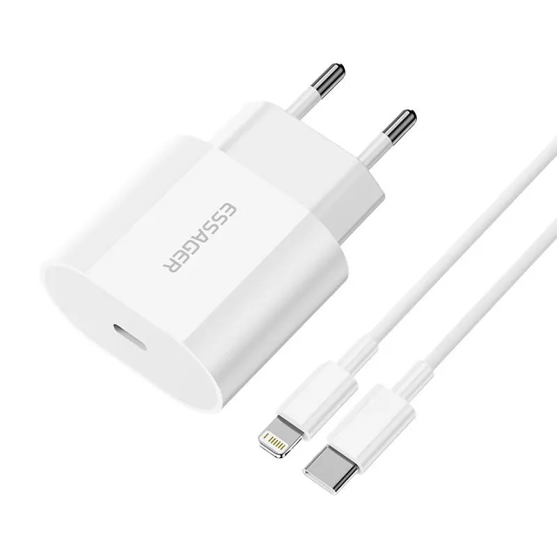 Essager Carregador Efjb02-Xbl02-T com Cabo USB-C para Lightning 20W Branco