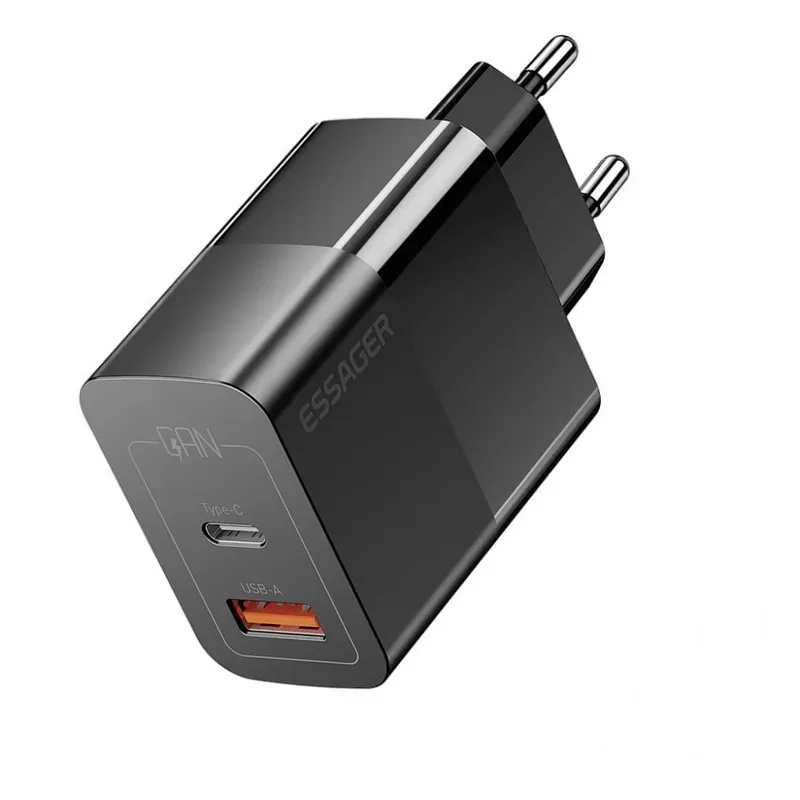 Carregador Essager Fonte Ectac-Pcb01-P USB/USB-C 33W Preto