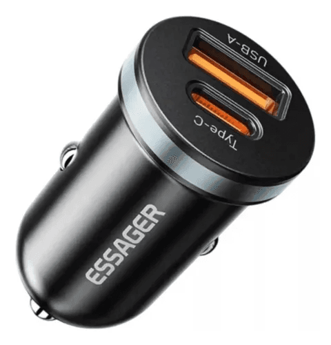 Carregador Veicular Essager Eccpq-Sh03-P 30W USB-A/USB-C Preto