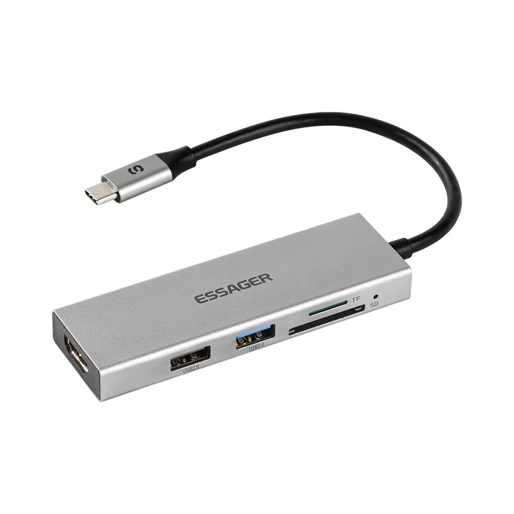Hub Essager Ehbco5-Fhog-P 5 Em 1 HDMI 4K 30Hz Cinza
