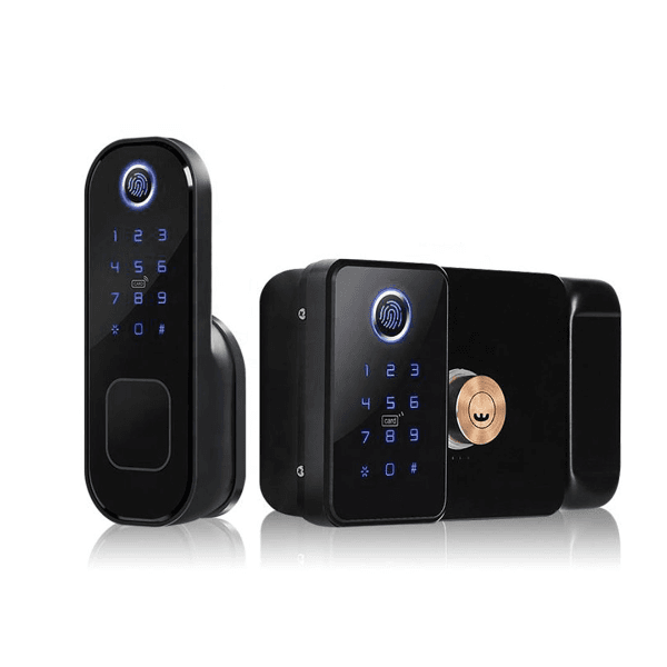 Fechadura Digital 4Life R5LEFT com Bluetooth, Biometria, Cartão, Código Numérico, Chave e App - TTLock - Cor Preto (Fechadura Esquerda)
