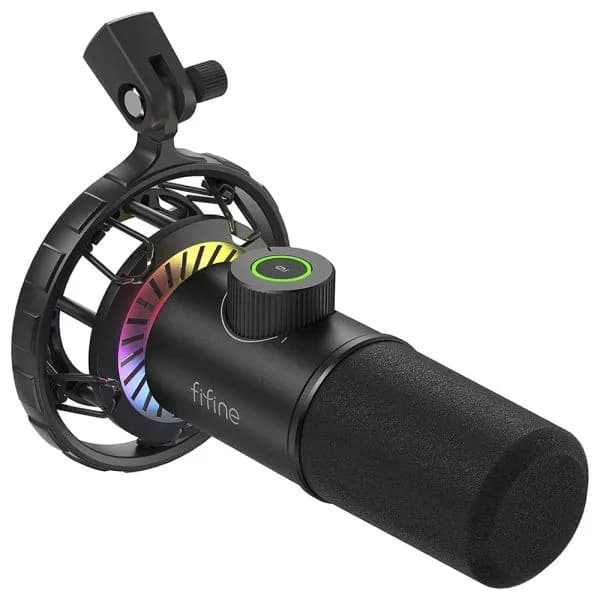 Microfone Fifine K658 RGB Streamer/Podcaster USB Preto