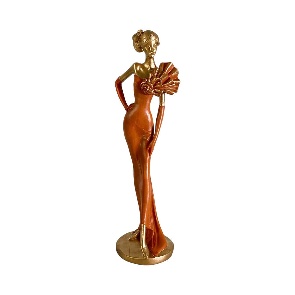 Figura Decorativa Mujer Concepts 437-7211335 33.5 Cm Dourado - Laranja