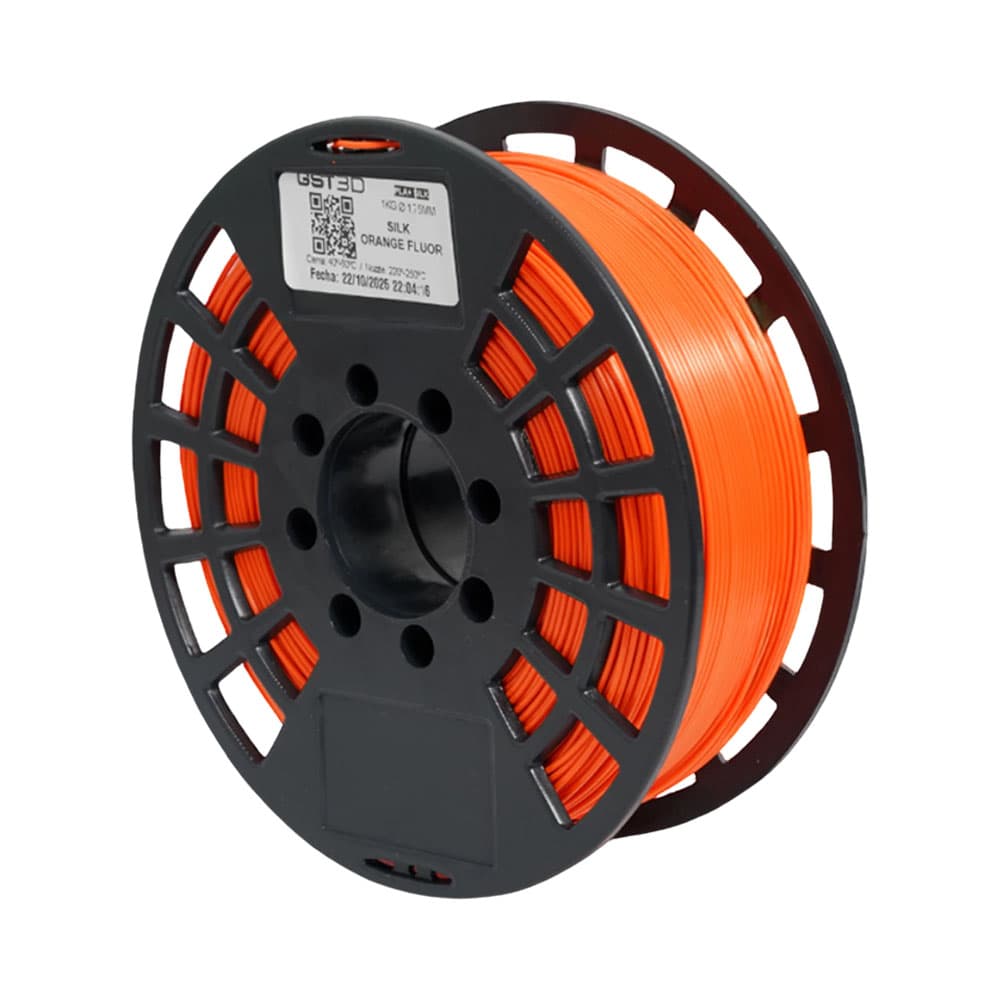 Filamento 3D Gst3d Pla+ Silk Black Edition Orange Fluor