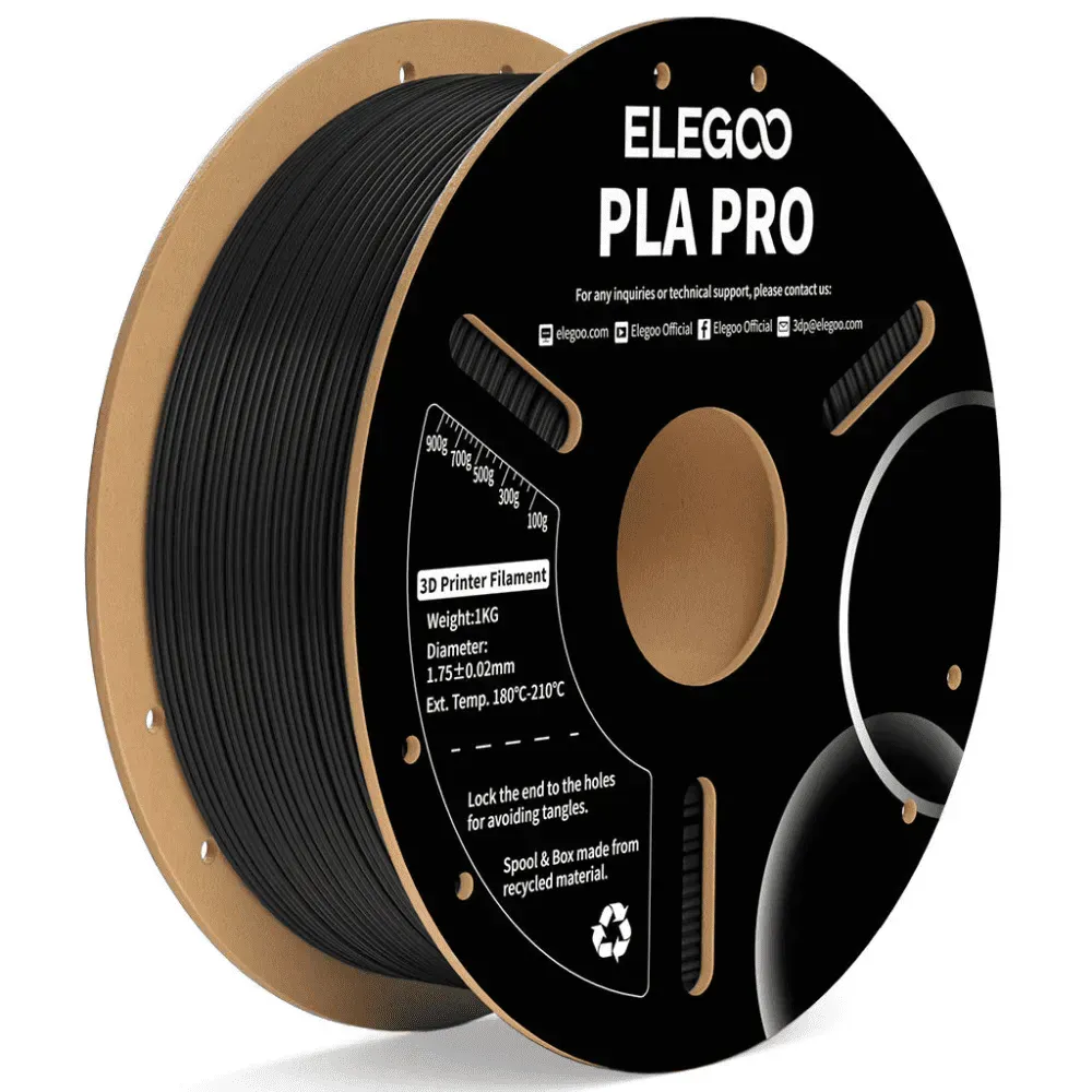 Filamento para Impressora 3D Elegoo Pla Pro 1KG 1.75Mm - Preto