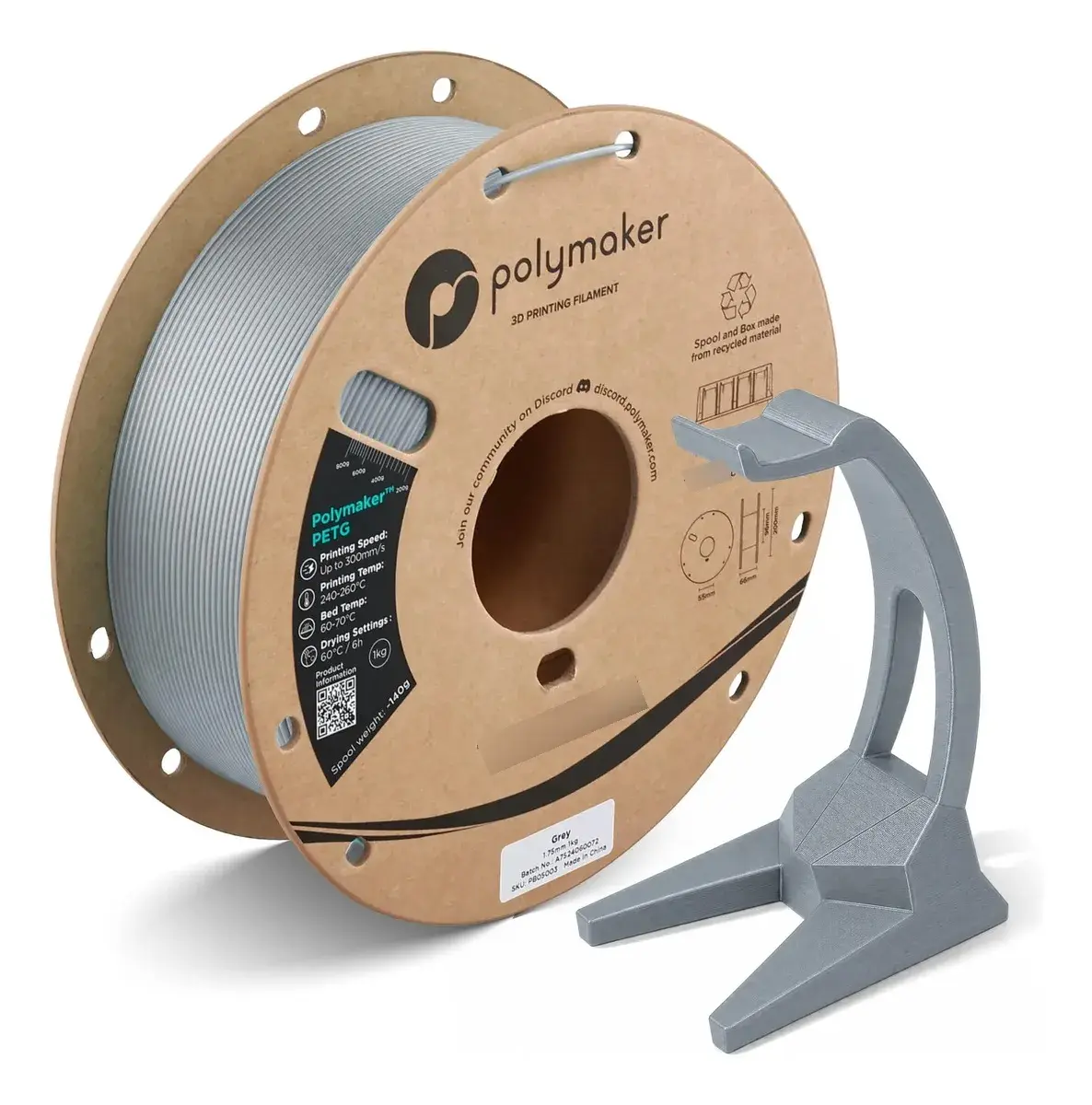 Filamento para Impressora 3D Polymaker PolyLite Pa6-Gf Cinza